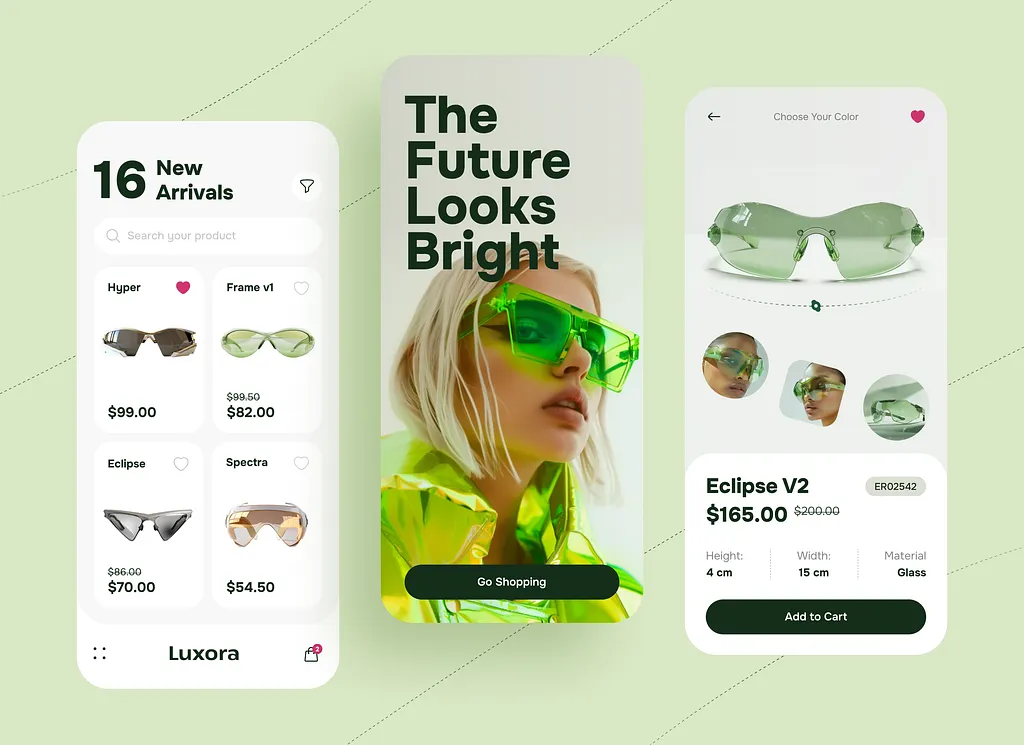 Three-screen app design concept