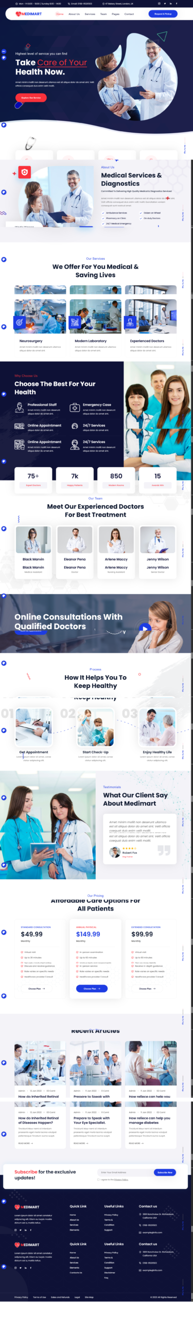 Medical website hero section portfolio thumbnail