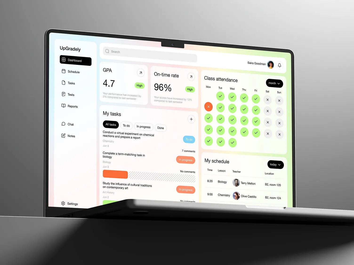 Student portal dashboard web app