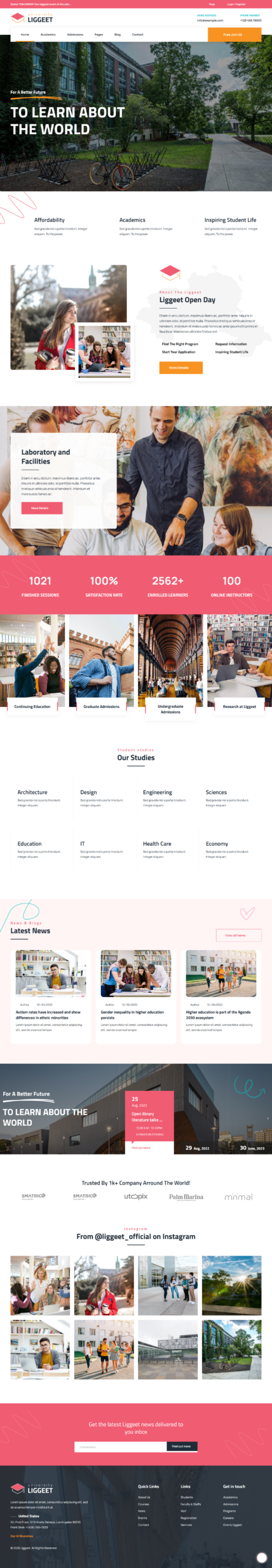 Full page learning website screenshot